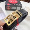 Versace Automatic Buckle Belt, Custom Embossed Top-Grade Imported Calfskin with Fine Grain, 3.5cm Width, Luxury Business Formal Accessory