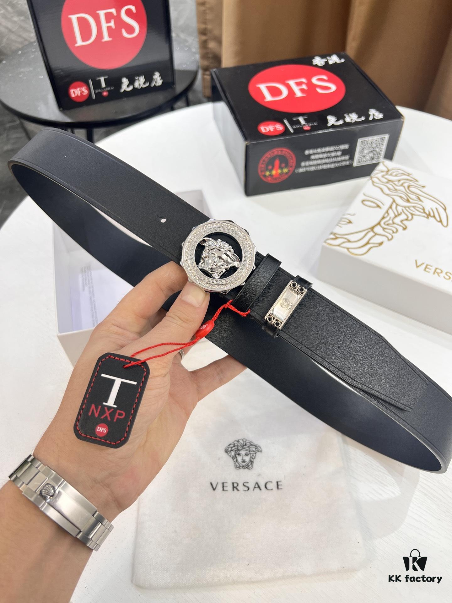 Versace Medusa Belt - Original Factory Direct, Italian Imported Smooth Calfskin Leather, 3.8cm Width, Authentic Hardware with NXP Anti-Counterfeit Chip