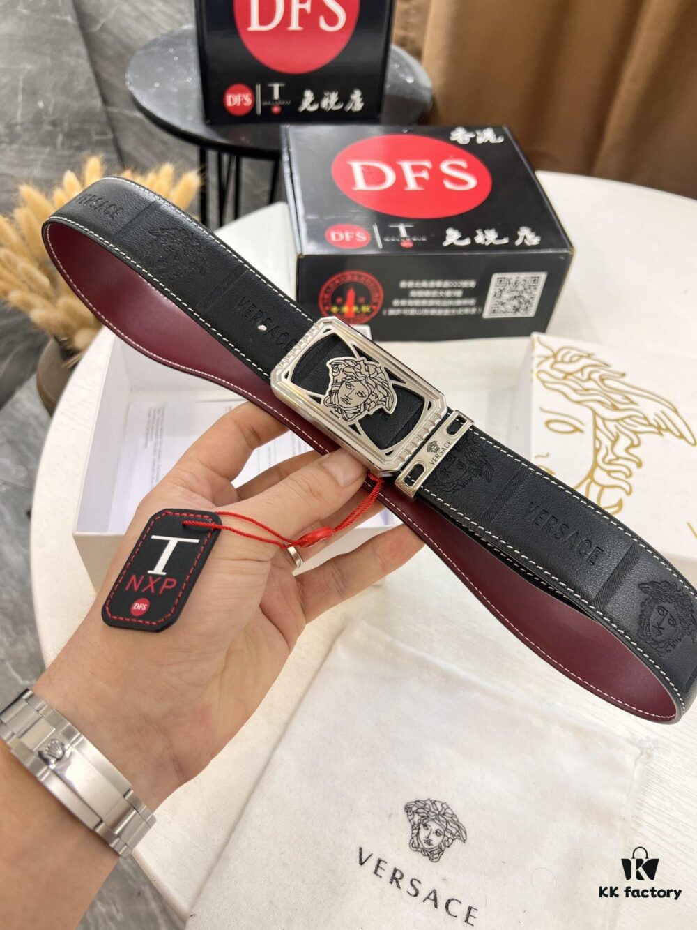 Versace Belt 2023 New Arrival Genuine Top Grain Calfskin Leather Belt with Medusa Head Embossing, Fashion Luxury Brand Double-Sided Wearable Design, Soft Leather Feel, 3.8cm Width, Stainless Steel Hardware