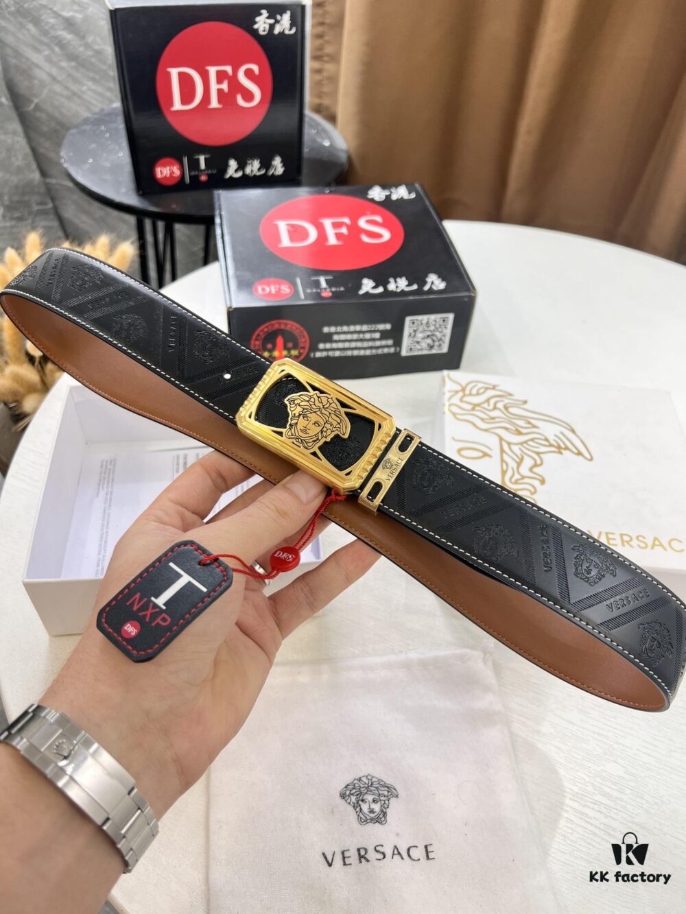 Versace Belt, New Arrival, Top-Quality First-Layer Cowhide with Embossed Medusa Head, Fashionable Soft Leather, Reversible Design, 3.8cm Width, Premium Stainless Steel Hardware