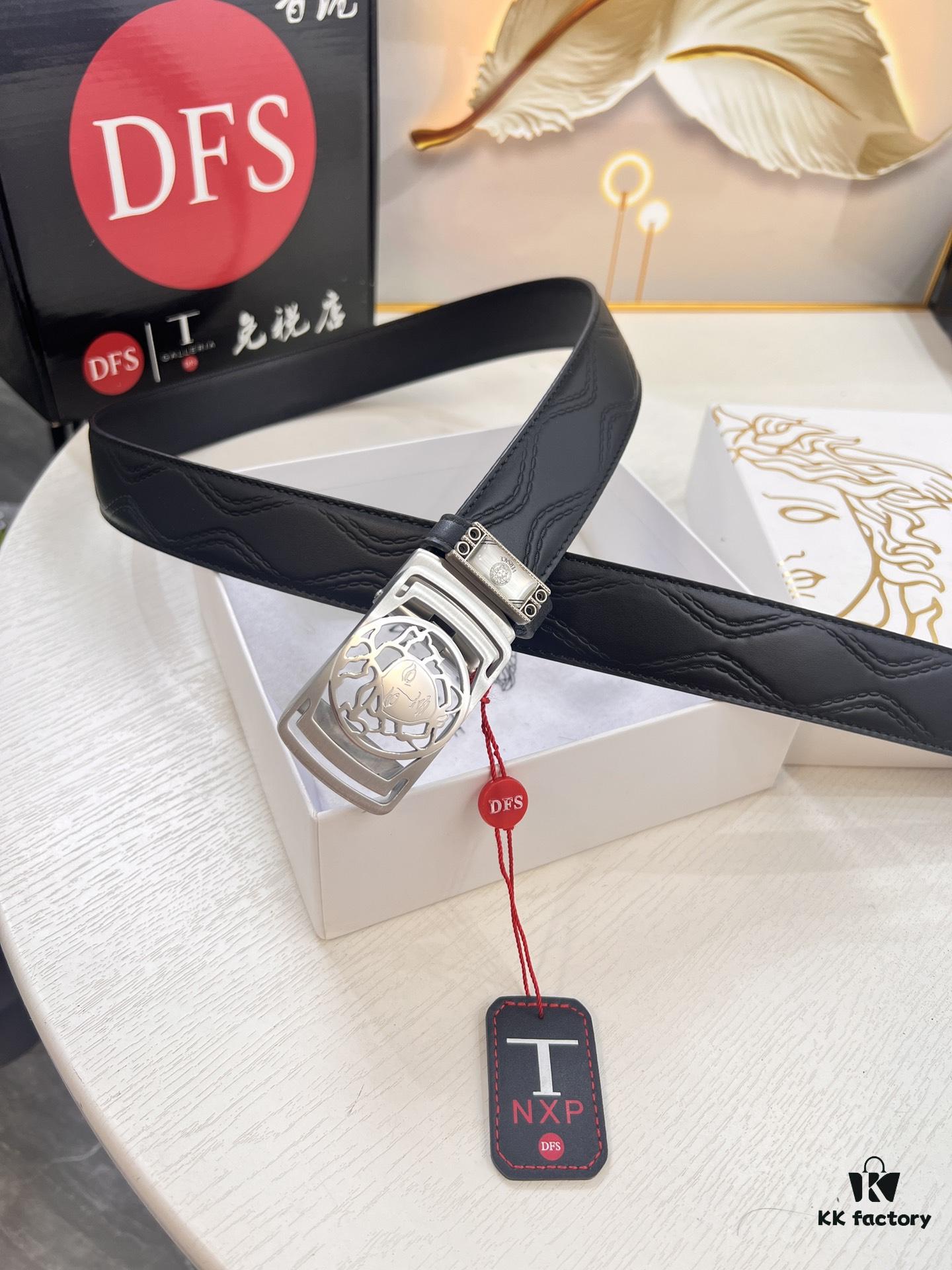 Versace Automatic Buckle Belt, Custom Calfskin with Medusa Embossed Top-Grade Imported Leather, Fine Grain Cowhide, 3.5 cm Width, Luxury Business Formal Belt with Smooth Slide Automatic Steel Hardware