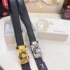 Versace Automatic Buckle Belt, Custom Calfskin with Medusa Embossed Top-Grade Imported Leather, Fine Grain Cowhide, 3.5 cm Width, Luxury Business Formal Belt with Smooth Slide Automatic Steel Hardware