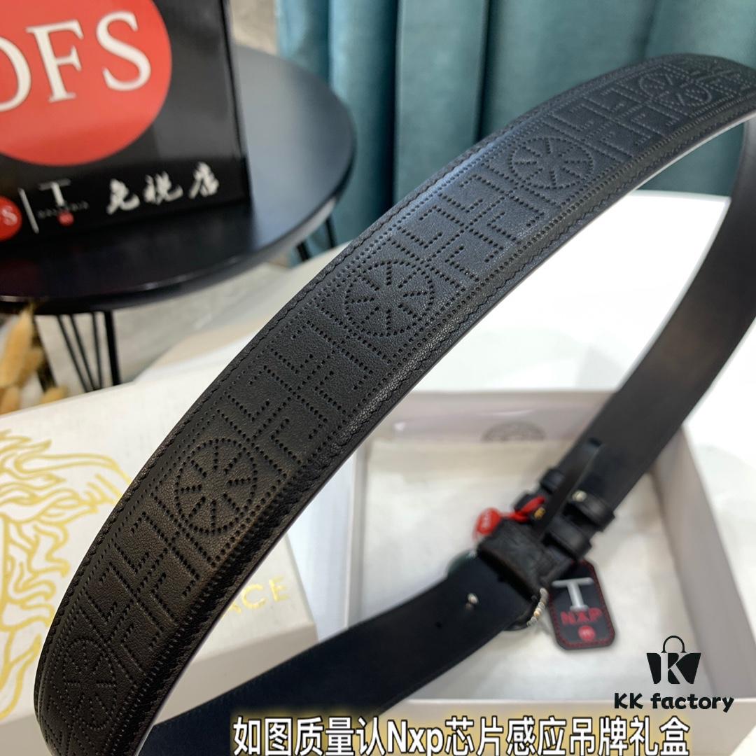 Versace Medusa Belt - Original Factory Order, Genuine First-Layer Calfskin, 3.8cm Width, Hong Kong Duty-Free Gift Box with NXP RFID Anti-Counterfeit Chip