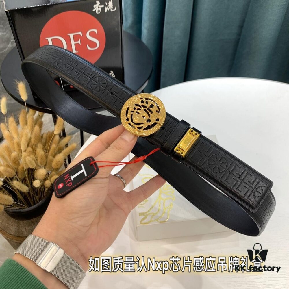 Mephisto Belt - Original Factory Direct, Hong Kong Tax-Free Gift Box, Versace Style New Authentic Hardware, Italian Imported Top Grain Calfskin Leather, 3.8cm Width