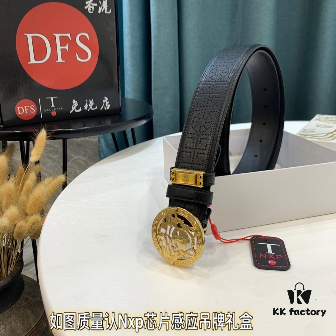 Mermaid Head Belt Original Factory Order Hong Kong Duty-Free Gift Box (NXP Tag with Official Website Verification, Authentic Anti-Counterfeit Chip) Genuine Mold Design Mermaid Head Stainless Steel Hardware New Version Authentic Hardware: Versace Italy Imported Perforated Top-Grade Calfskin Fashion Runway Style Top-Tier Duty-Free Purchase Level Comparable to Genuine Product Inspection Supported High-Definition Real Photos and Videos 3.8cm Width Guaranteed Quality