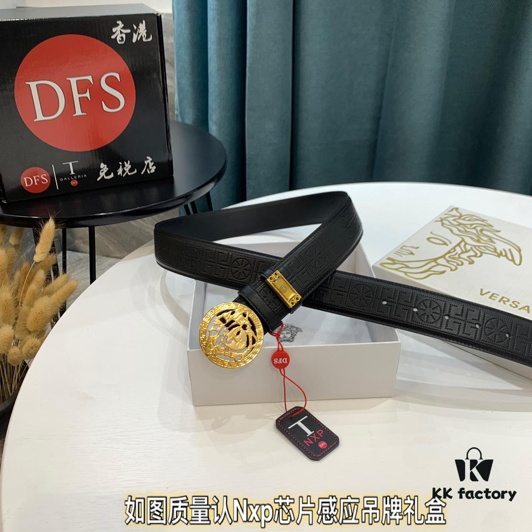 Mermaid Head Belt Original Factory Order Hong Kong Duty-Free Gift Box (NXP Tag with Official Website Verification, Authentic Anti-Counterfeit Chip) Genuine Mold Design Mermaid Head Stainless Steel Hardware New Version Authentic Hardware: Versace Italy Imported Perforated Top-Grade Calfskin Fashion Runway Style Top-Tier Duty-Free Purchase Level Comparable to Genuine Product Inspection Supported High-Definition Real Photos and Videos 3.8cm Width Guaranteed Quality