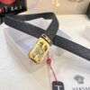 Versace Automatic Buckle Belt, Custom Embossed Top-Grade Imported Calfskin, Fine Grain Leather, 3.5cm Width, Luxury Business Formal Belt with Steel Hardware