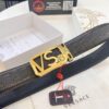 Versace-style Genuine Crocodile Grain Top-layer Calfskin Belt, Hollow Stainless Steel Hardware, Original Factory Direct Supply