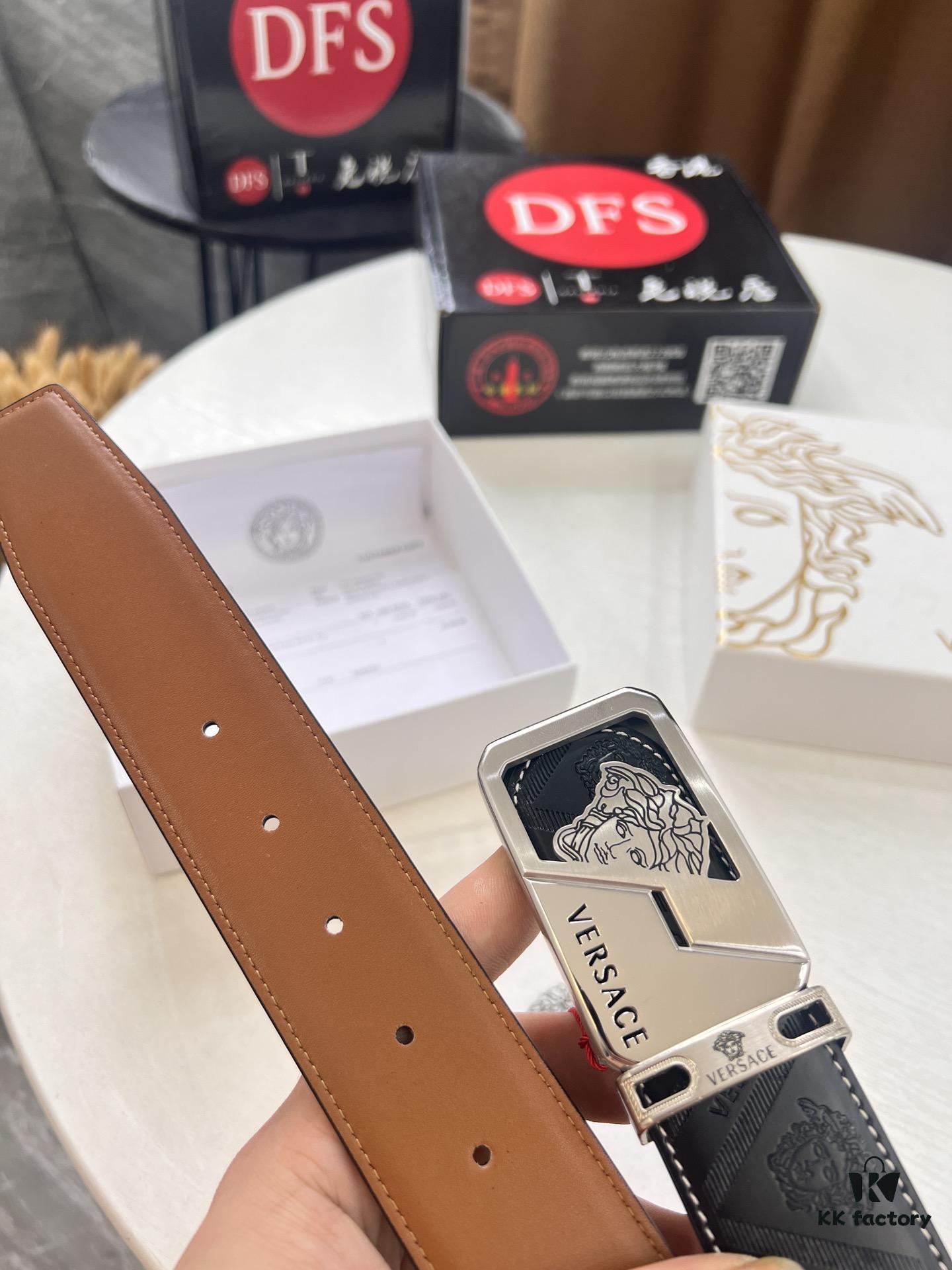 Versace Belt New Arrival Genuine Top Grain Cowhide with Medusa Head Embossing Fashion Luxury Brand Men's Belt 3.8cm Width Soft Leather with Premium Metal Hardware