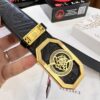 Versace Belt, New Arrival, Top-Quality Genuine Leather with Medusa Head Embossing, Fashionable Streetwear Style, Soft Leather Texture, Precision Stainless Steel Hardware, 3.8cm Width