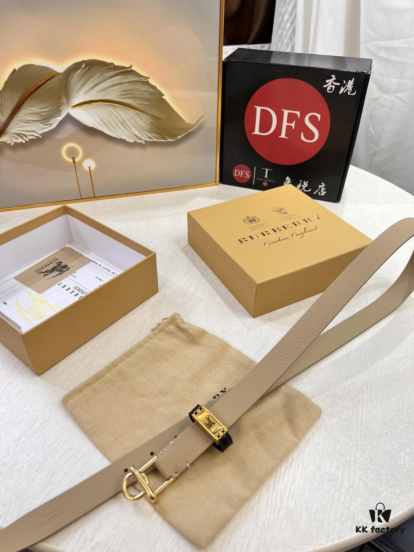 Burberry Equestrian Women's Leather Belt, Top-Quality Full-Grain Calfskin with Steel Buckle, 2.0cm Width, Fashionable and Soft to Touch