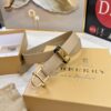 Burberry Equestrian Women's Leather Belt, Top-Quality Full-Grain Calfskin with Steel Buckle, 2.0cm Width, Fashionable and Soft to Touch