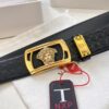 Versace Automatic Buckle Belt, Custom Embossed Top Grain Imported Leather with Fine Calfskin, 3.5cm Width, Premium Business Formal Belt
