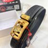 Versace Automatic Buckle Belt, Custom Embossed Top Grain Imported Leather with Fine Calfskin, 3.5cm Width, Premium Business Formal Belt