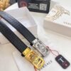 Versace Automatic Buckle Belt, Custom Embossed Top Grain Imported Leather with Fine Calfskin, 3.5cm Width, Premium Business Formal Belt