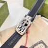 Master's Recommendation 🎺🎺 Real Photo Gucci Automatic Buckle Leather Belt, Embossed Full-Grain Cowhide, Top-Quality Business Formal Belt, Smooth Gliding Automatic Mechanism, Soft Feel, Premium Stainless Steel Exterior Hardware, 3.5 cm Width