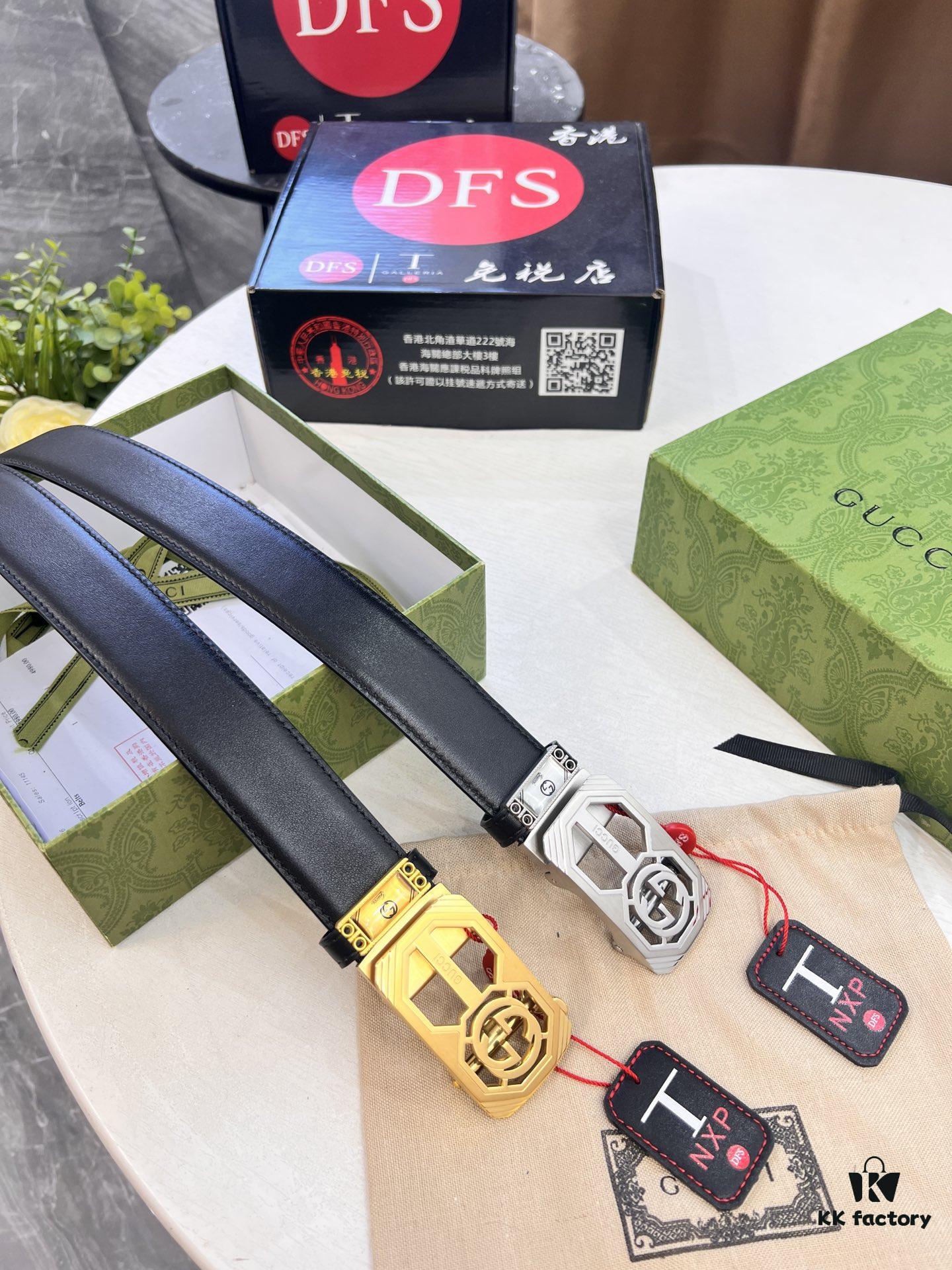 Master's Recommendation 🎺🎺 Real Photo Gucci Automatic Buckle Leather Belt, Embossed Full-Grain Cowhide, Top-Quality Business Formal Belt, Smooth Gliding Automatic Mechanism, Soft Feel, Premium Stainless Steel Exterior Hardware, 3.5 cm Width