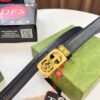 Gucci Automatic Buckle Belt, Embossed Full-Grain Cowhide, 3.5cm Width, Top-Quality Business Formal Belt with NXP Anti-Counterfeit Chip