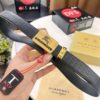 Burberry Equestrian Automatic Buckle Belt, Genuine Full-Grain Calfskin, 3.5cm Width, Top-Quality Business Formal Belt with Polished Stainless Steel Hardware