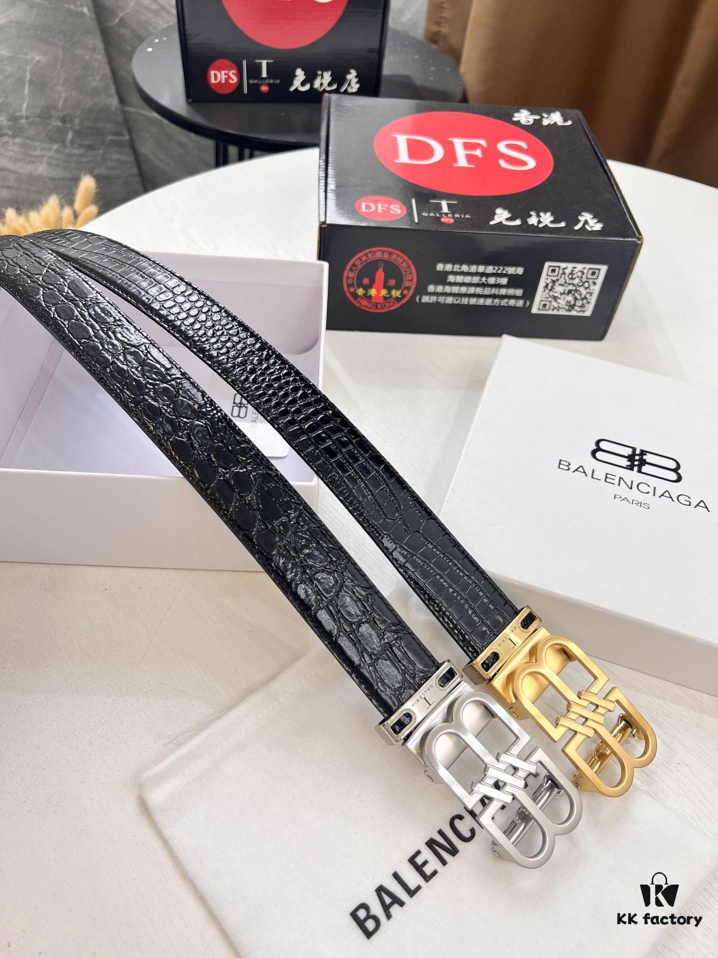 Balenciaga, Hong Kong Duty-Free T Gift Box 🎁 (NXP Induction Chip for Official Website Authentication), BB Automatic Stainless Steel Brushed Hardware, New Arrival, Premium Electroplating, South African Imported Crocodile Grain Top Layer Leather, Auto-Slide Track, No Holes, Must-Have for Trendsetters