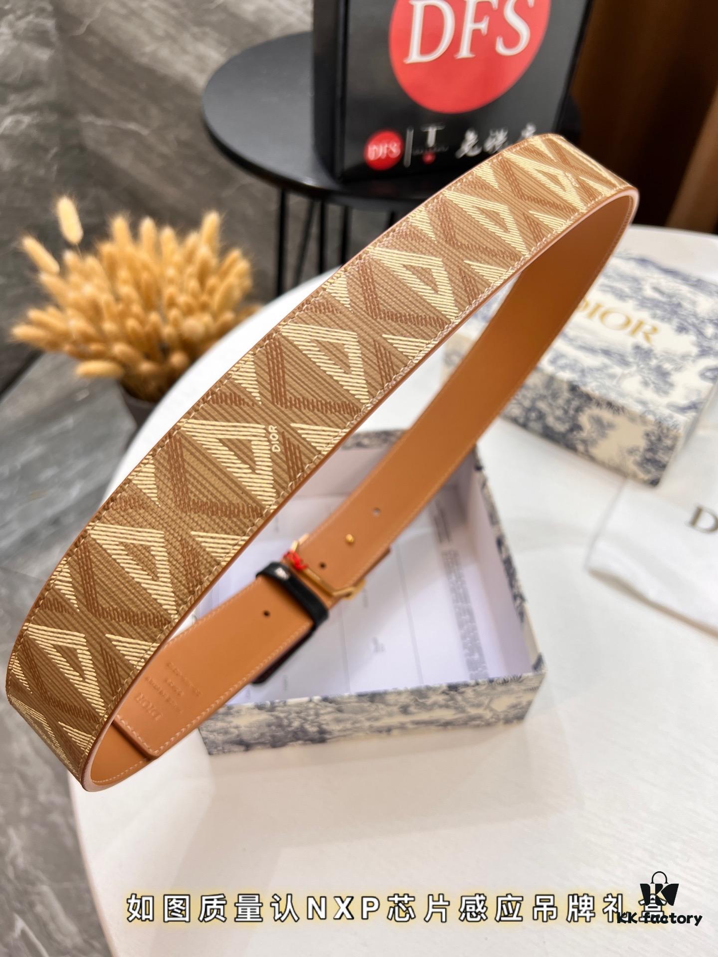 Dior D Belt, Hong Kong Duty-Free Gift Box (NXP Tag with Verifiable Anti-Counterfeit Chip, Authentic)