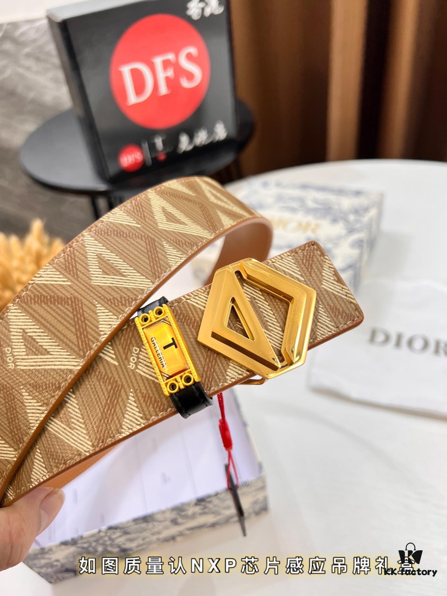 Dior D Belt, Hong Kong Duty-Free Gift Box (NXP Tag with Verifiable Anti-Counterfeit Chip, Authentic)