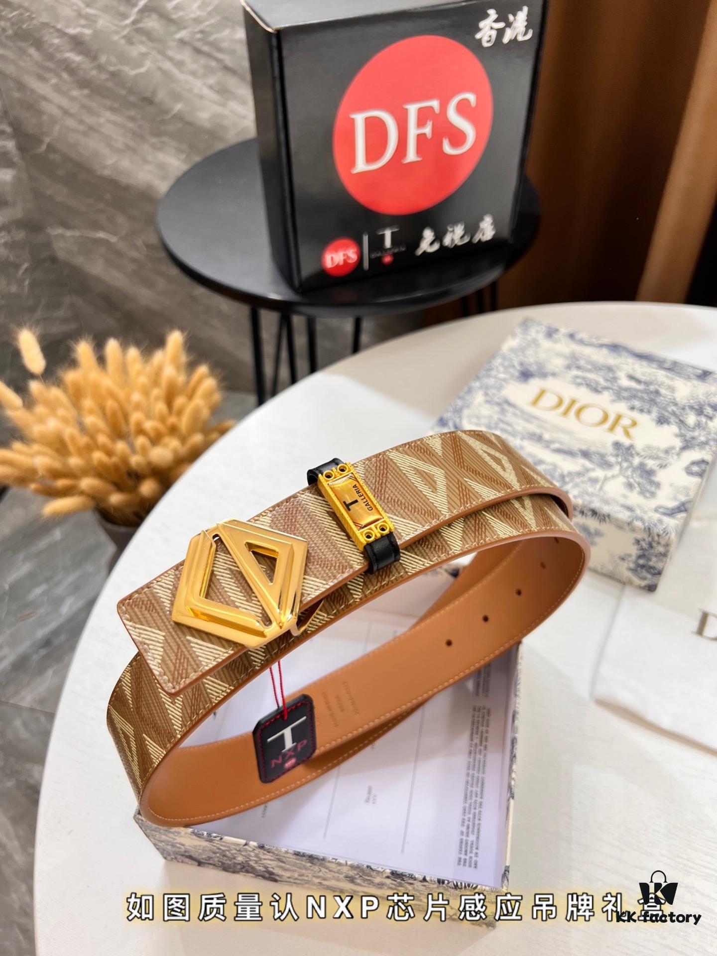 Dior D Belt, Hong Kong Duty-Free Gift Box (NXP Tag with Verifiable Anti-Counterfeit Chip, Authentic)