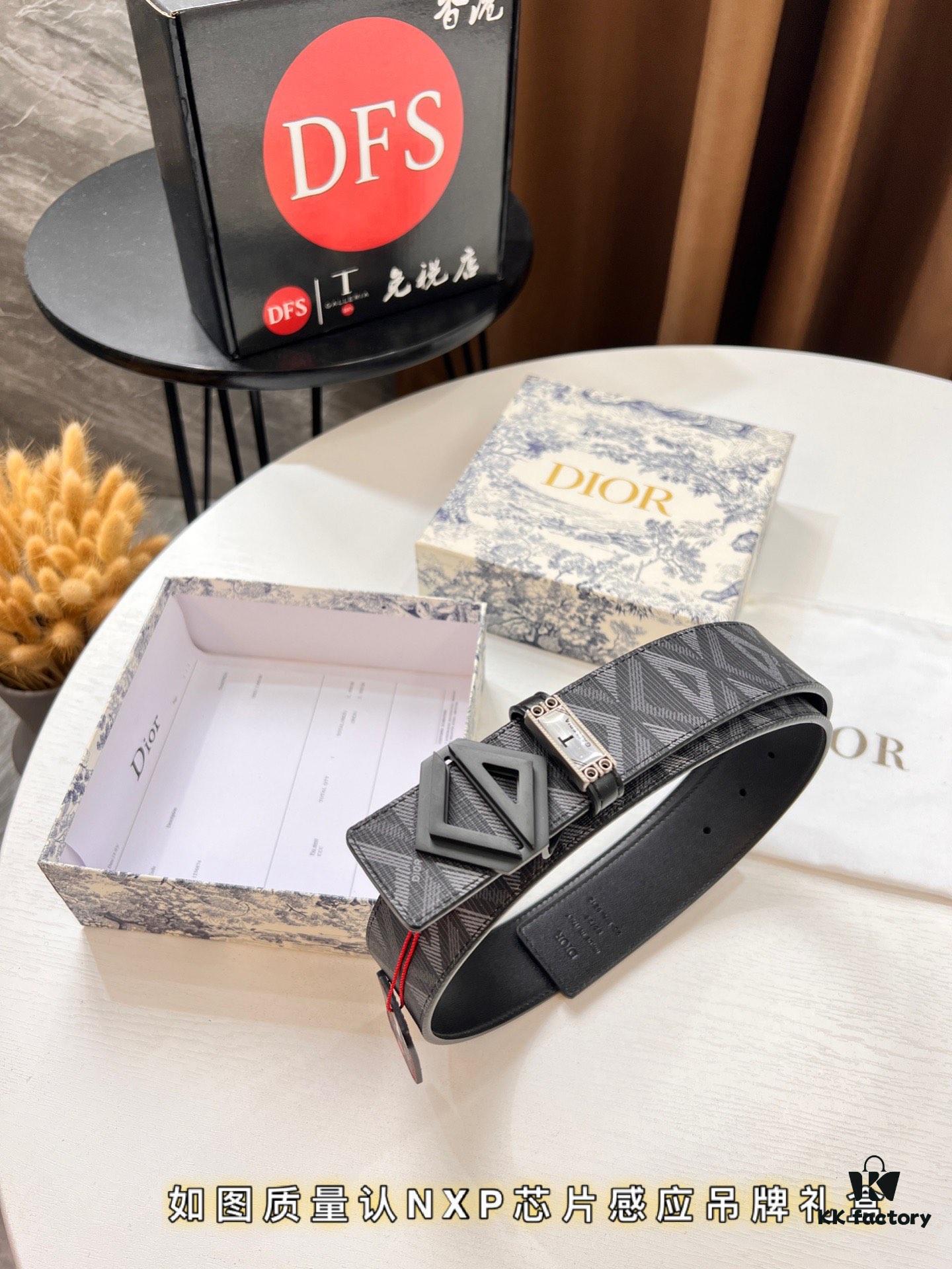 Dior D Belt, Hong Kong Duty-Free Gift Set (NXP RFID Tag with Official Anti-Counterfeit Chip, Verifiable on Website)