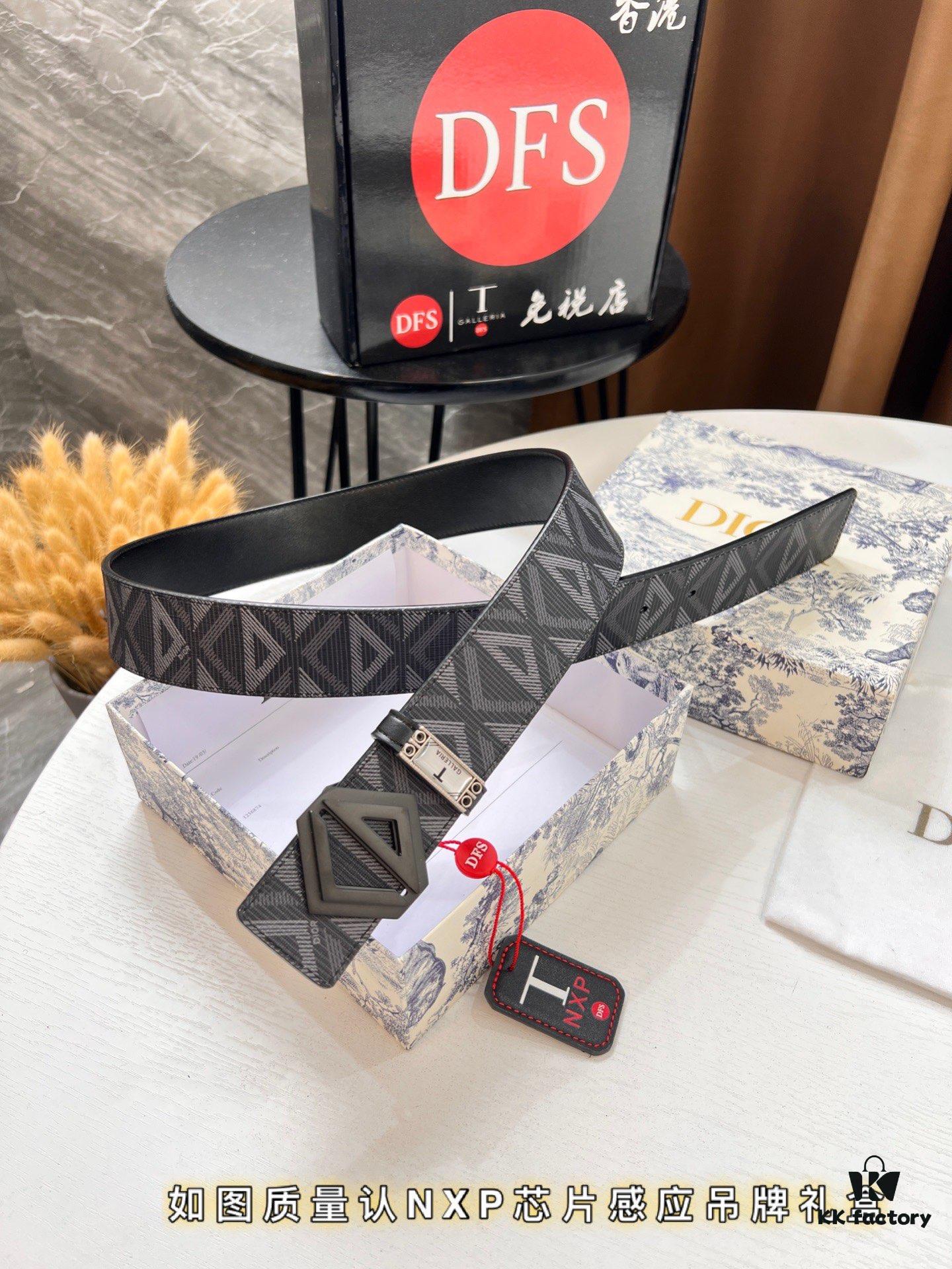 Dior D Belt, Hong Kong Duty-Free Gift Set (NXP RFID Tag with Official Anti-Counterfeit Chip, Verifiable on Website)