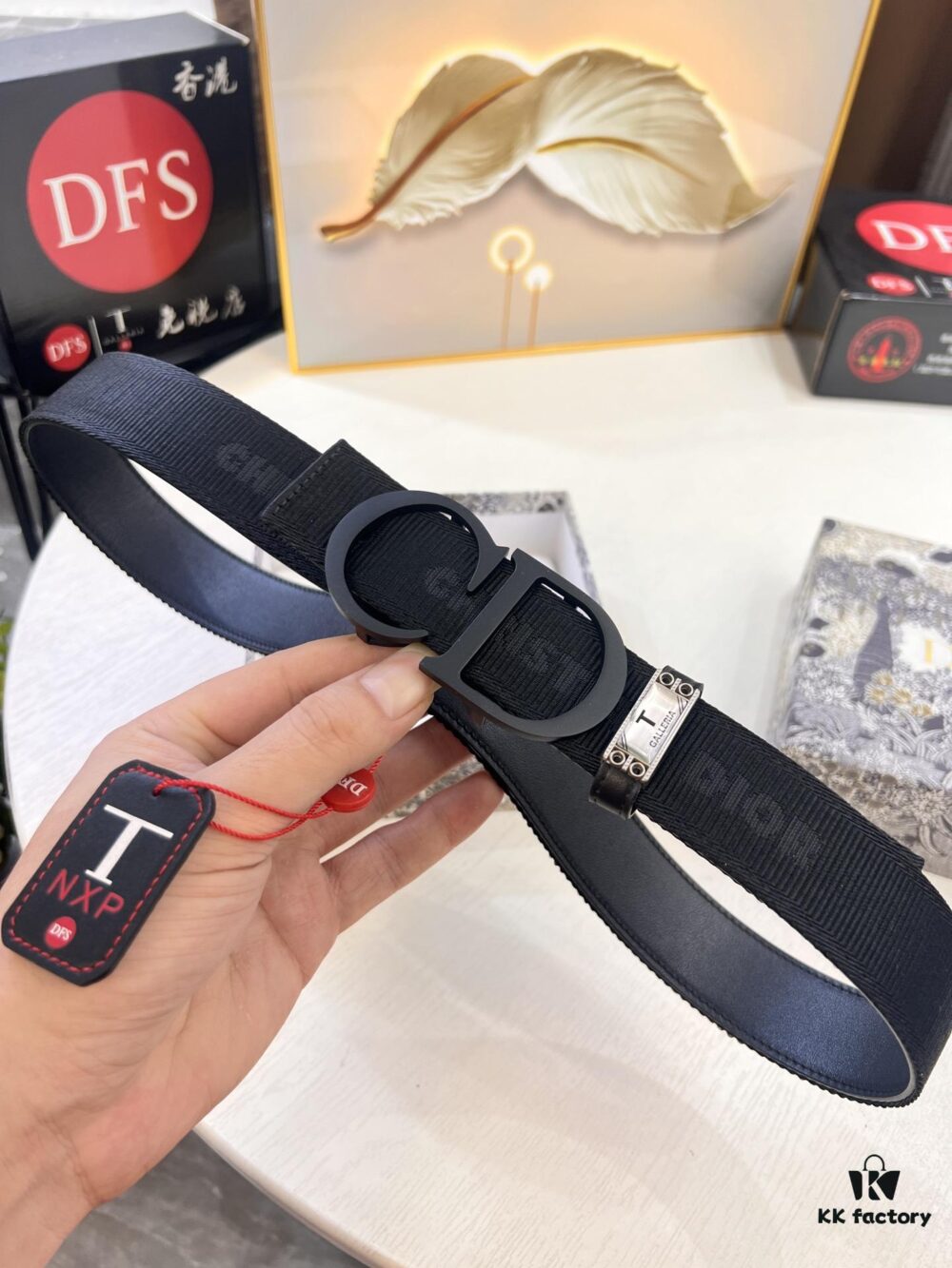 Dior D Belt, Hong Kong Duty-Free Gift Box 🎁 (NXP RFID Tag with Official Website Verification, Authentic Anti-Counterfeit Chip)