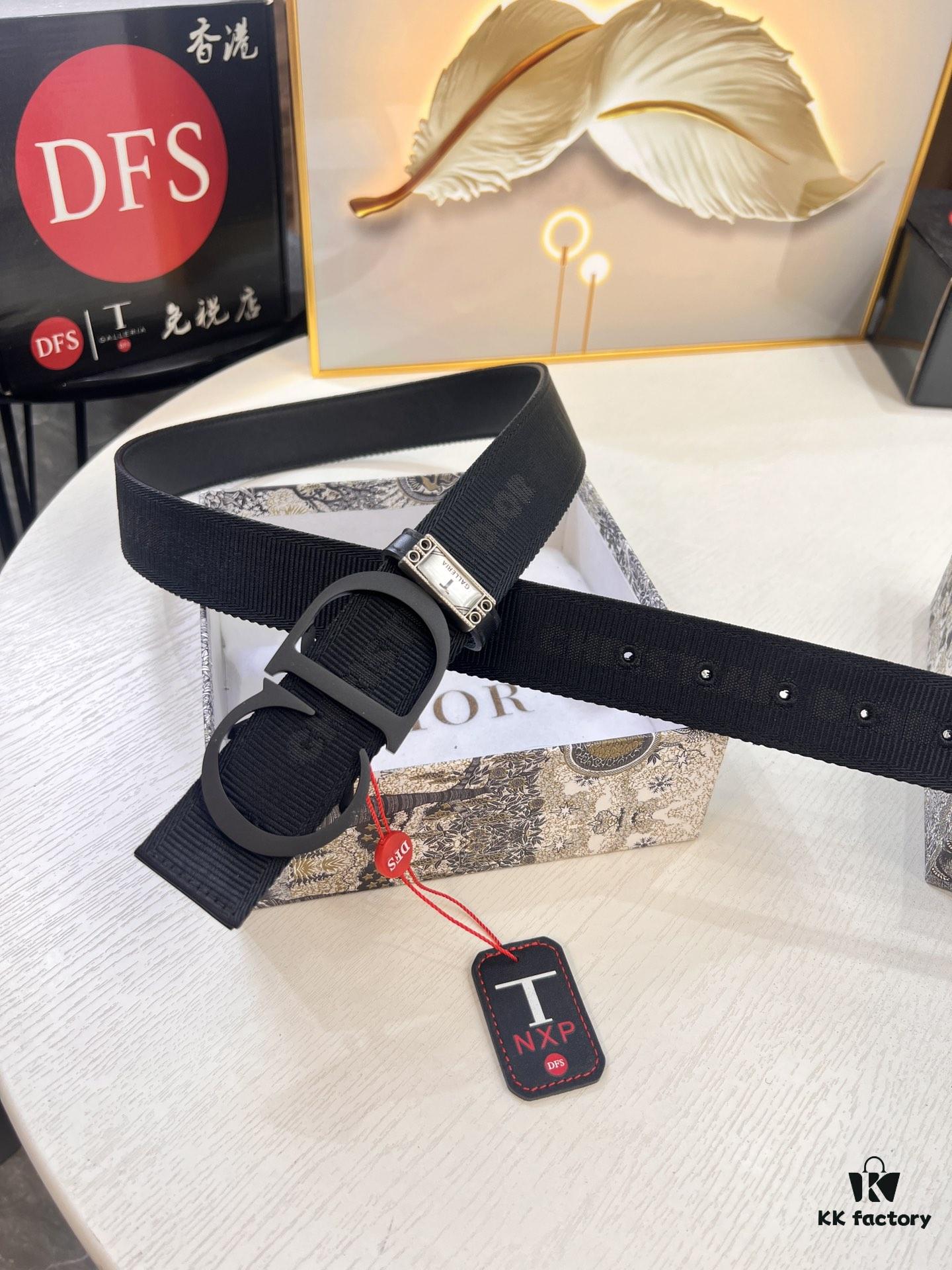Dior D Belt, Hong Kong Duty-Free Gift Box 🎁 (NXP RFID Tag with Official Website Verification, Authentic Anti-Counterfeit Chip)