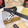 Burberry Automatic Buckle Belt, Genuine Top-Layer Calfskin, 3.5cm Width, Polished Stainless Steel Hardware, Slide-Adjustment Design