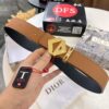 Dior D Belt, Hong Kong Duty-Free Gift Box 🎁 (NXP RFID Tag with Official Anti-Counterfeit Chip, Verifiable on Website), Unisex Leather Belt with Polished Metal Buckle