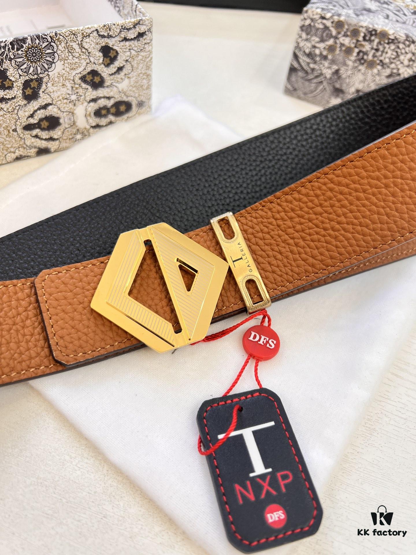 Dior D Belt, Hong Kong Duty-Free Gift Box 🎁 (NXP RFID Tag with Official Anti-Counterfeit Chip, Verifiable on Website), Unisex Leather Belt with Polished Metal Buckle