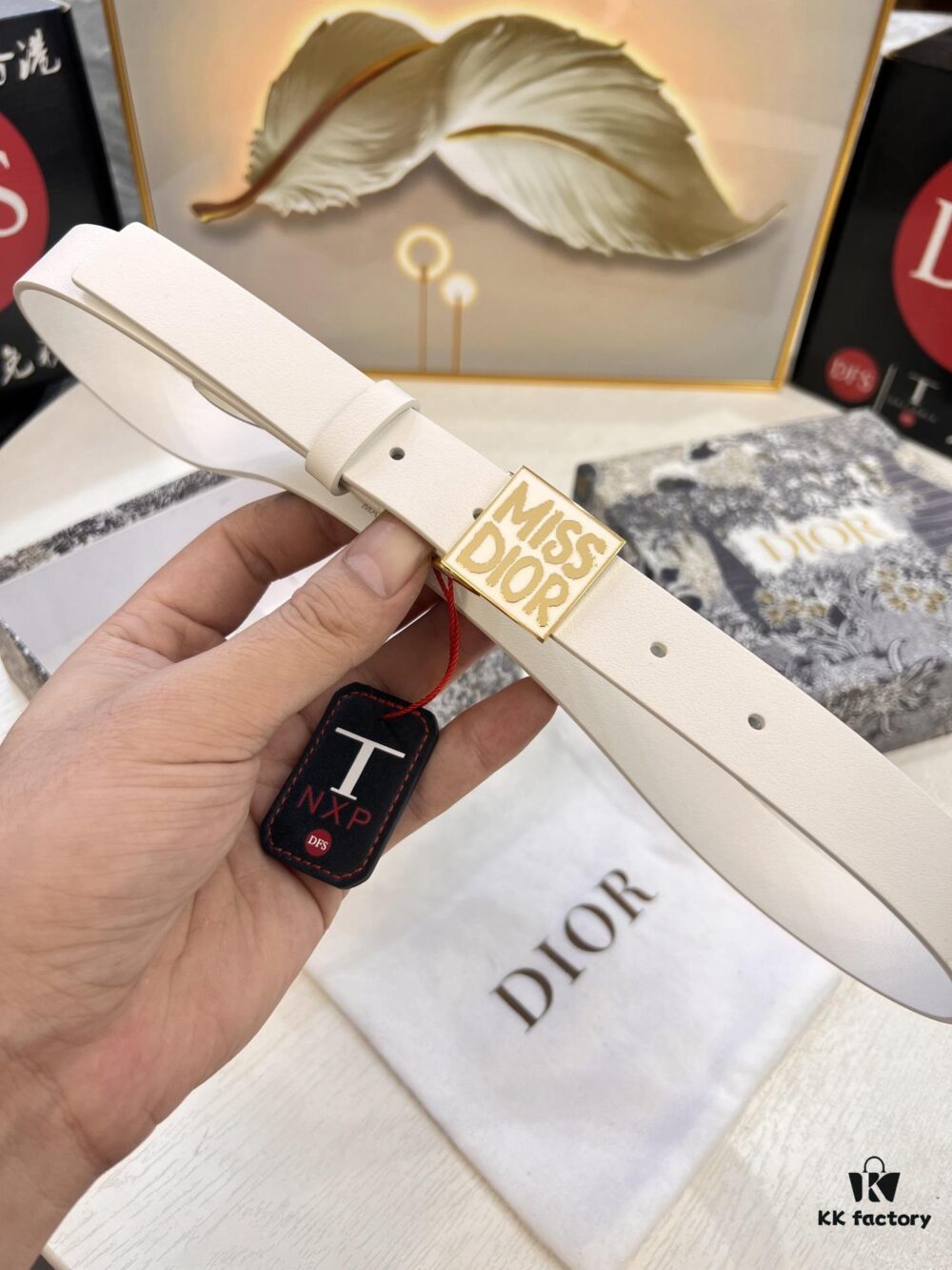 Dior Women's Leather Belt, 3.0cm Width, Imported Full-Grain Leather, High-Ion Plating Stainless Steel Buckle, Authenticity Chip Included