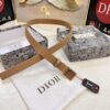 Dior Women's Leather Belt, Imported French Leather, 3.0cm Width, High-Ion Plated Stainless Steel Buckle, Anti-Counterfeit Chip, Authenticity Guaranteed