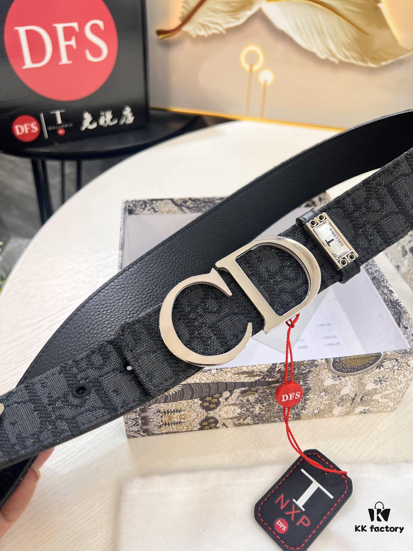 Dior D Belt, Hong Kong Duty-Free Gift Box 🎁 (NXP RFID Tag with Official Website Verification, Authentic Anti-Counterfeit Chip)