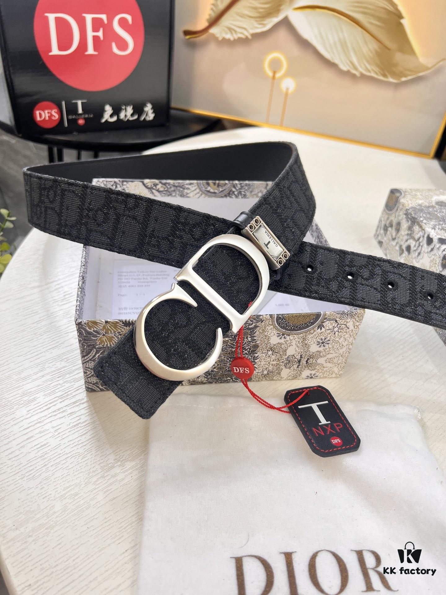Dior D Belt, Hong Kong Duty-Free Gift Box 🎁 (NXP RFID Tag with Official Website Verification, Authentic Anti-Counterfeit Chip)