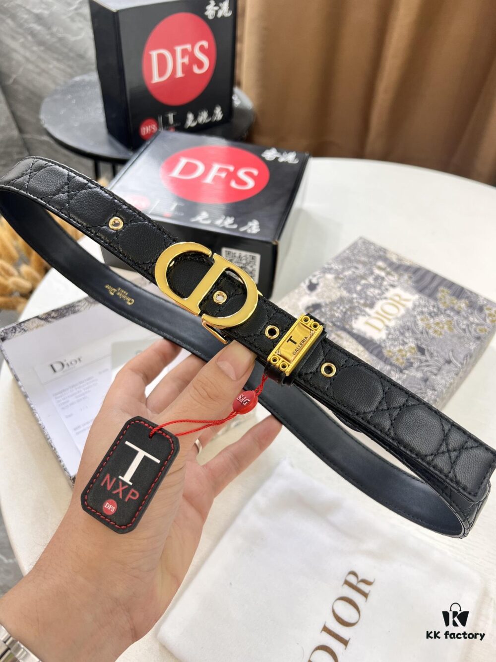 Dior Women's Leather Belt, Imported French Leather, 3.0cm Width, Polished Stainless Steel Hardware, High-Ion Plating, Authentic NXP RFID Tag, Duty-Free Grade Premium Quality