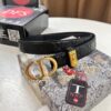 Dior Women's Leather Belt, Imported French Top-Grade Leather, 3.0cm Width, High-Ion Plated Stainless Steel Buckle, Anti-Counterfeit Chip Verified