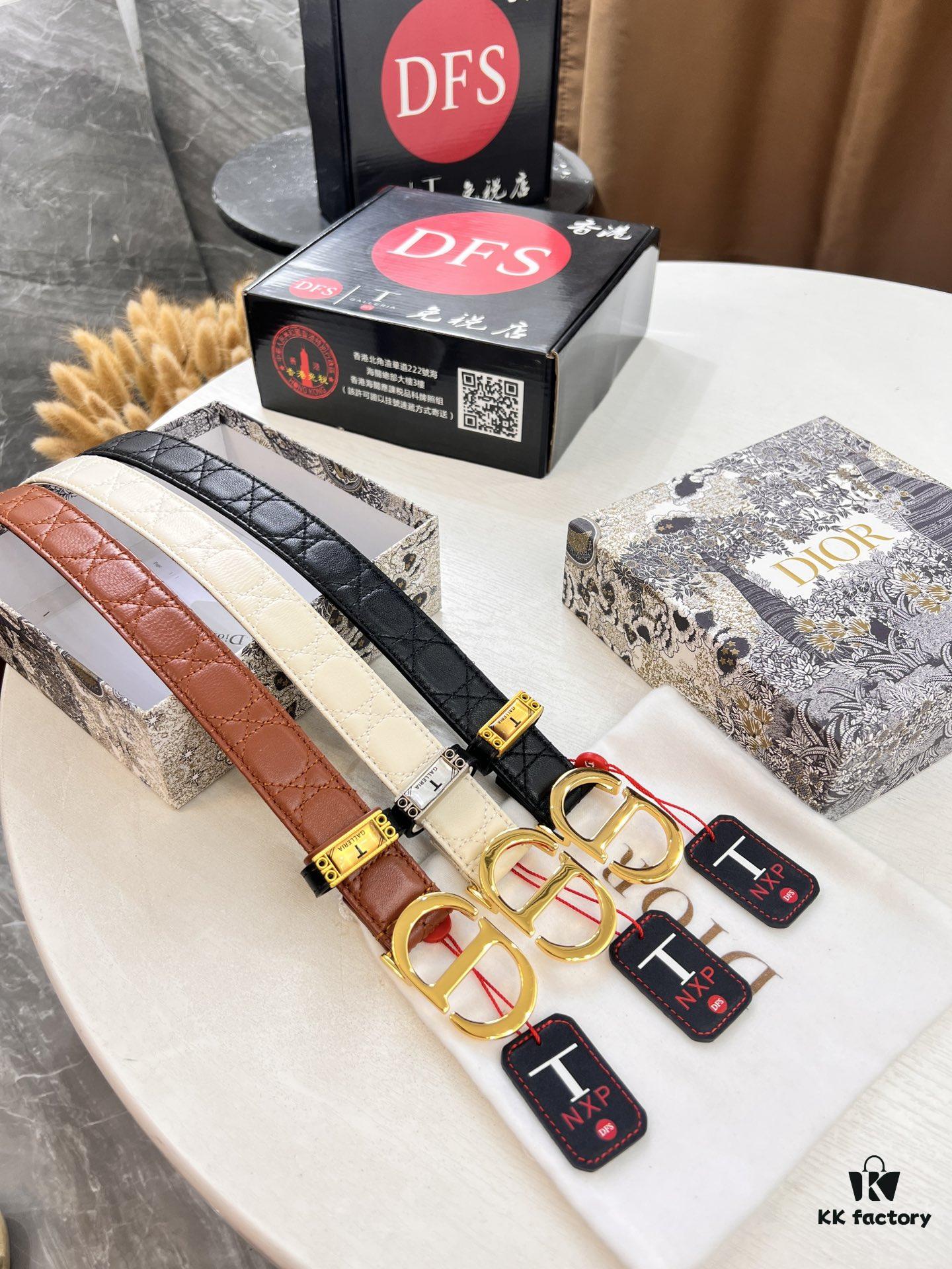 Dior Women's Leather Belt, Imported French Top-Grade Leather, 3.0cm Width, High-Ion Plated Stainless Steel Buckle, Anti-Counterfeit Chip Verified