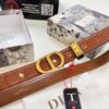 Dior Women's Leather Belt, Imported French Top-Grade Genuine Leather, 3.0cm Width, High-Polish Stainless Steel Hardware, Hypoallergenic High-Ion Plating, Authenticity Guaranteed