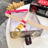 Dior Women's Leather Belt, Premium Original Hong Kong Duty-Free T Gift Box, Stainless Steel Buckle with NXP Anti-Counterfeit Chip, High-Ion Plating, 2.0 cm Width, Double-Sided Use, Imported French Leather