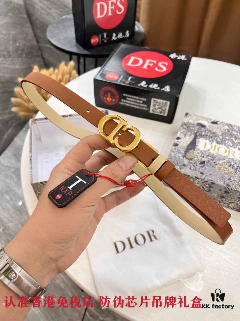Dior Women's Leather Belt, Premium Original Imported Leather, 2.0 cm Width, High-Ion Plated Stainless Steel Buckle, Anti-Counterfeit Chip Verified