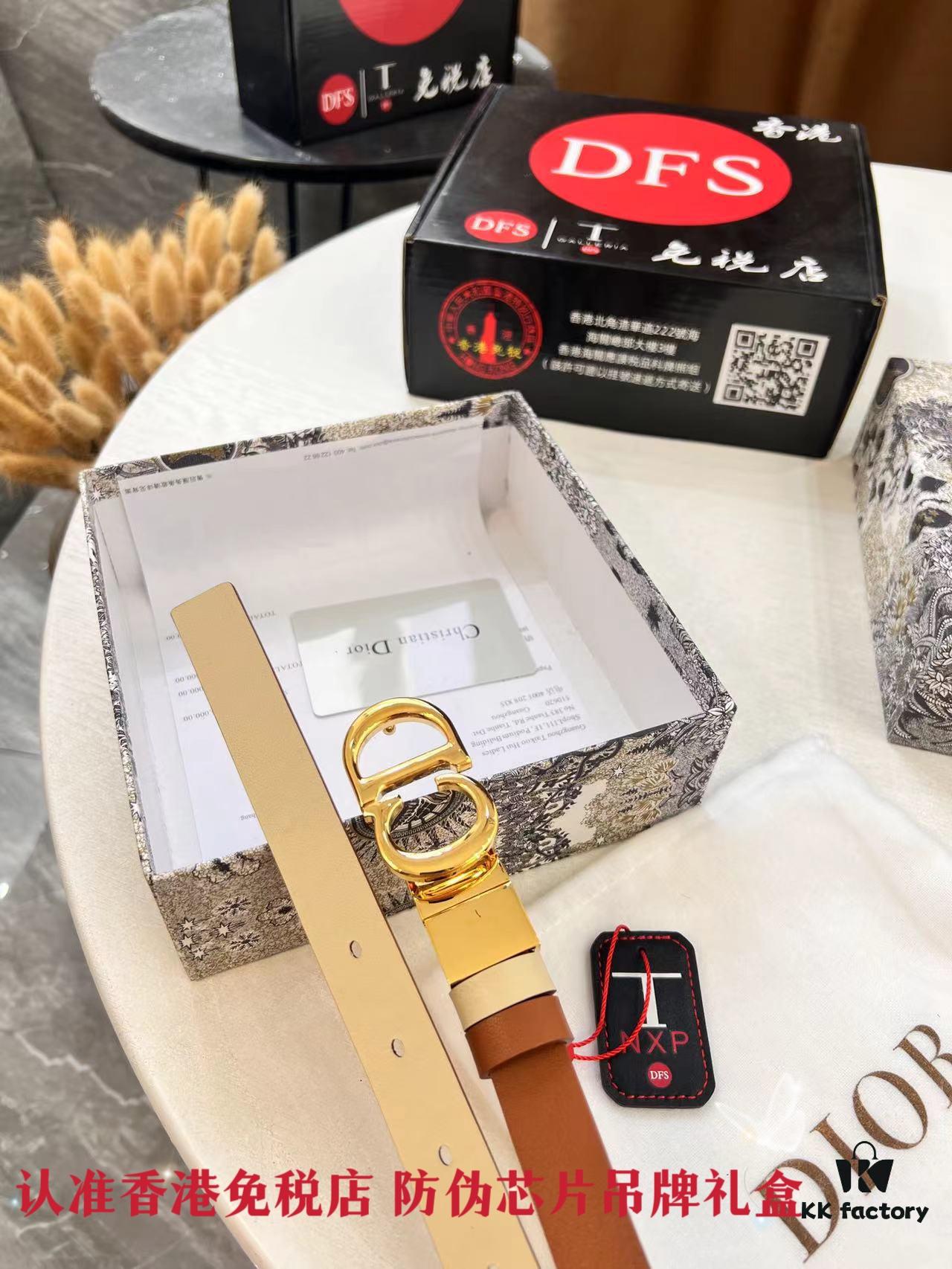 Dior Women's Leather Belt, Premium Original Imported Leather, 2.0 cm Width, High-Ion Plated Stainless Steel Buckle, Anti-Counterfeit Chip Verified