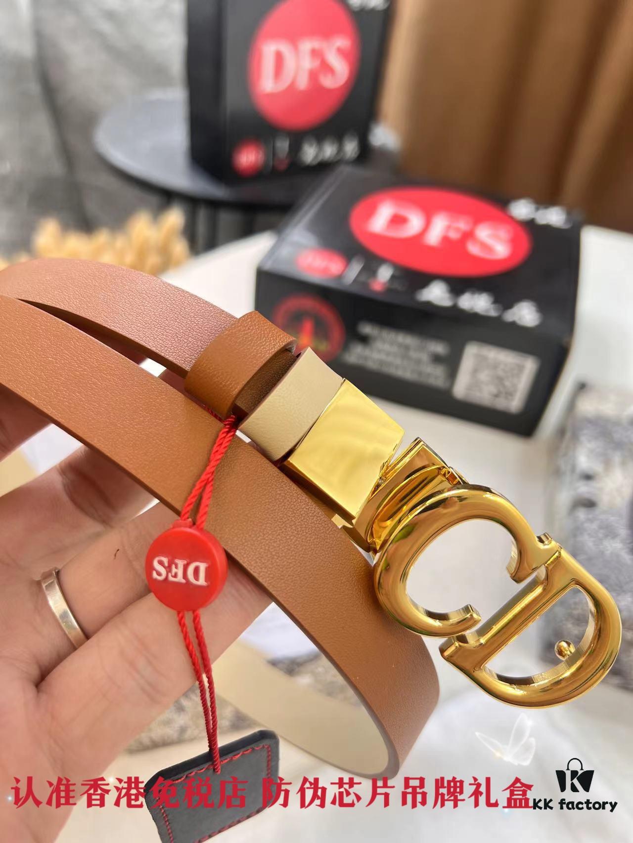 Dior Women's Leather Belt, Premium Original Imported Leather, 2.0 cm Width, High-Ion Plated Stainless Steel Buckle, Anti-Counterfeit Chip Verified