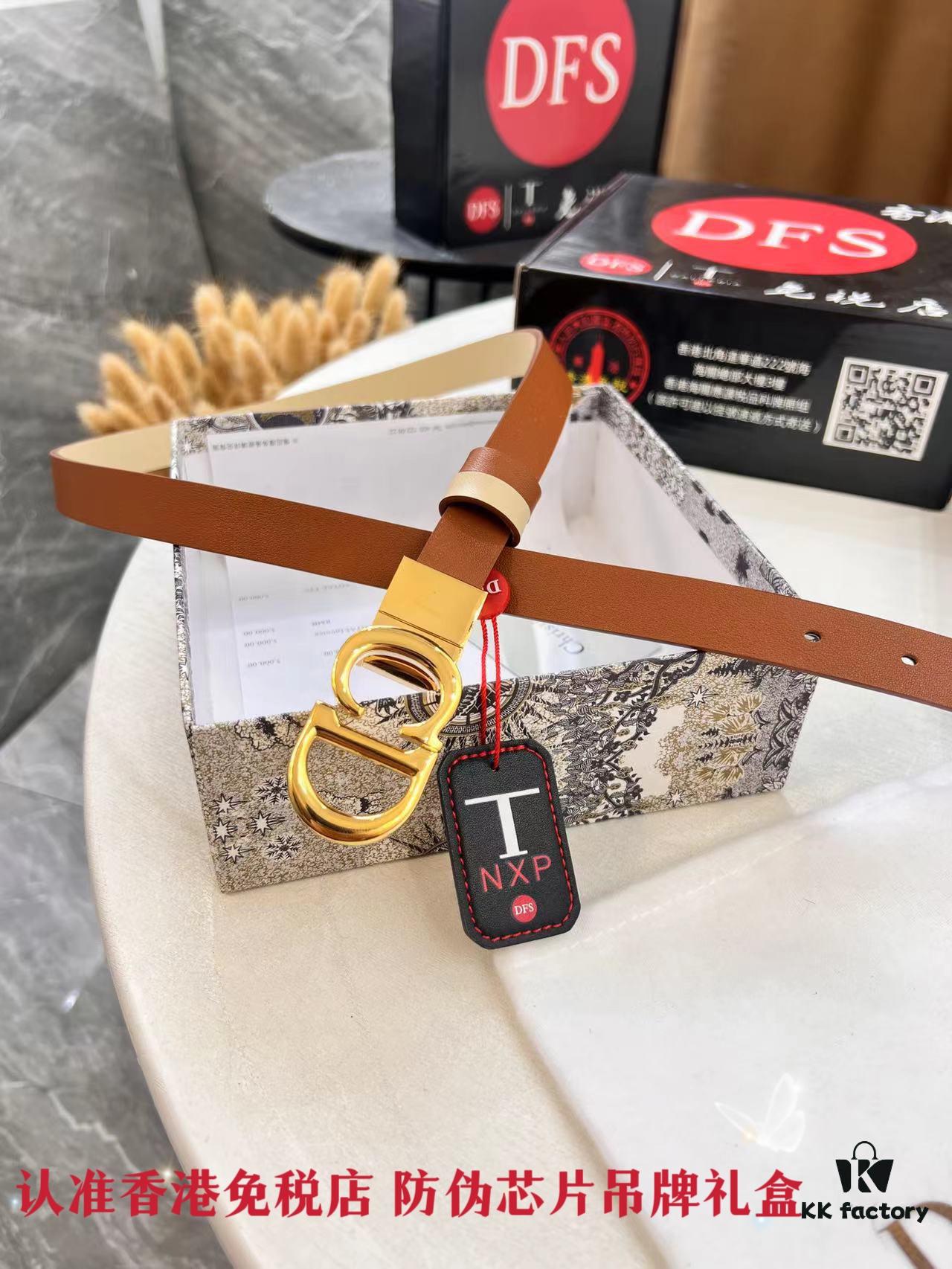 Dior Women's Leather Belt, Premium Original Imported Leather, 2.0 cm Width, High-Ion Plated Stainless Steel Buckle, Anti-Counterfeit Chip Verified