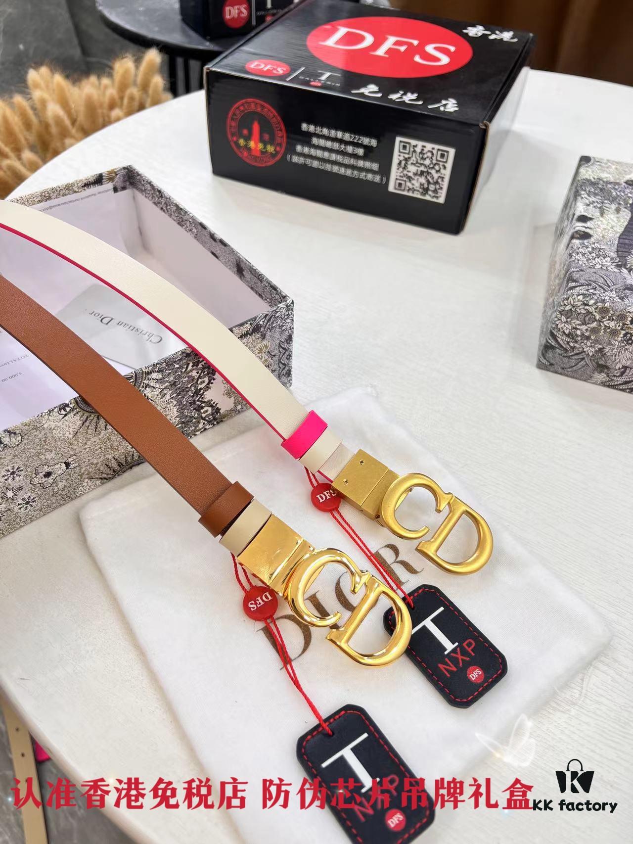 Dior Women's Leather Belt, Premium Original Imported Leather, 2.0 cm Width, High-Ion Plated Stainless Steel Buckle, Anti-Counterfeit Chip Verified