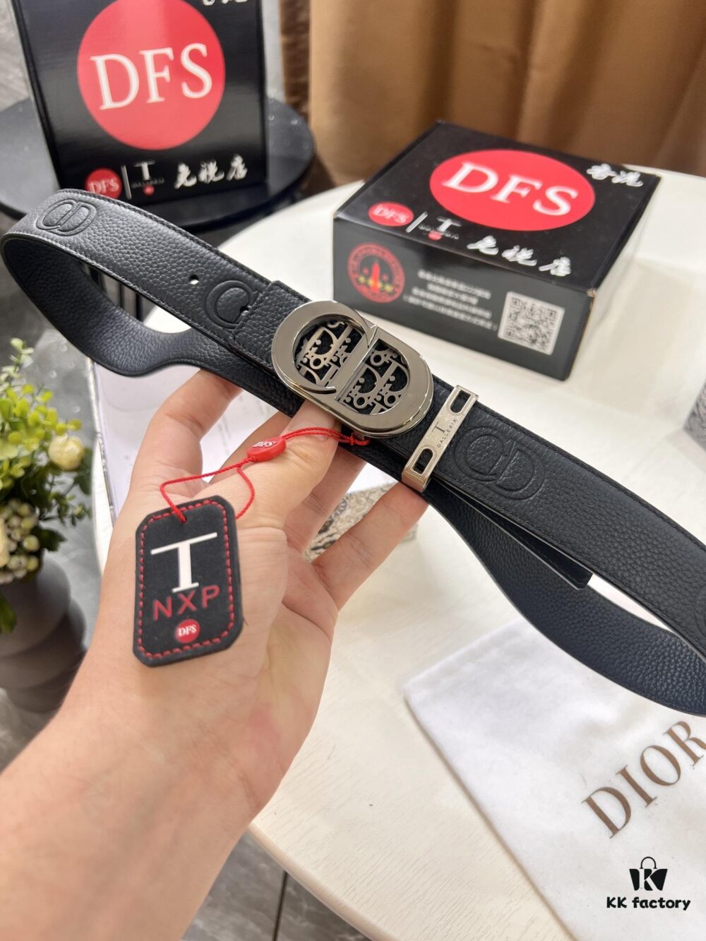 Dior D Belt, Hong Kong Duty-Free Gift Box 🎁 (NXP RFID Tag with Official Website Verification, Authentic Anti-Counterfeit Chip)