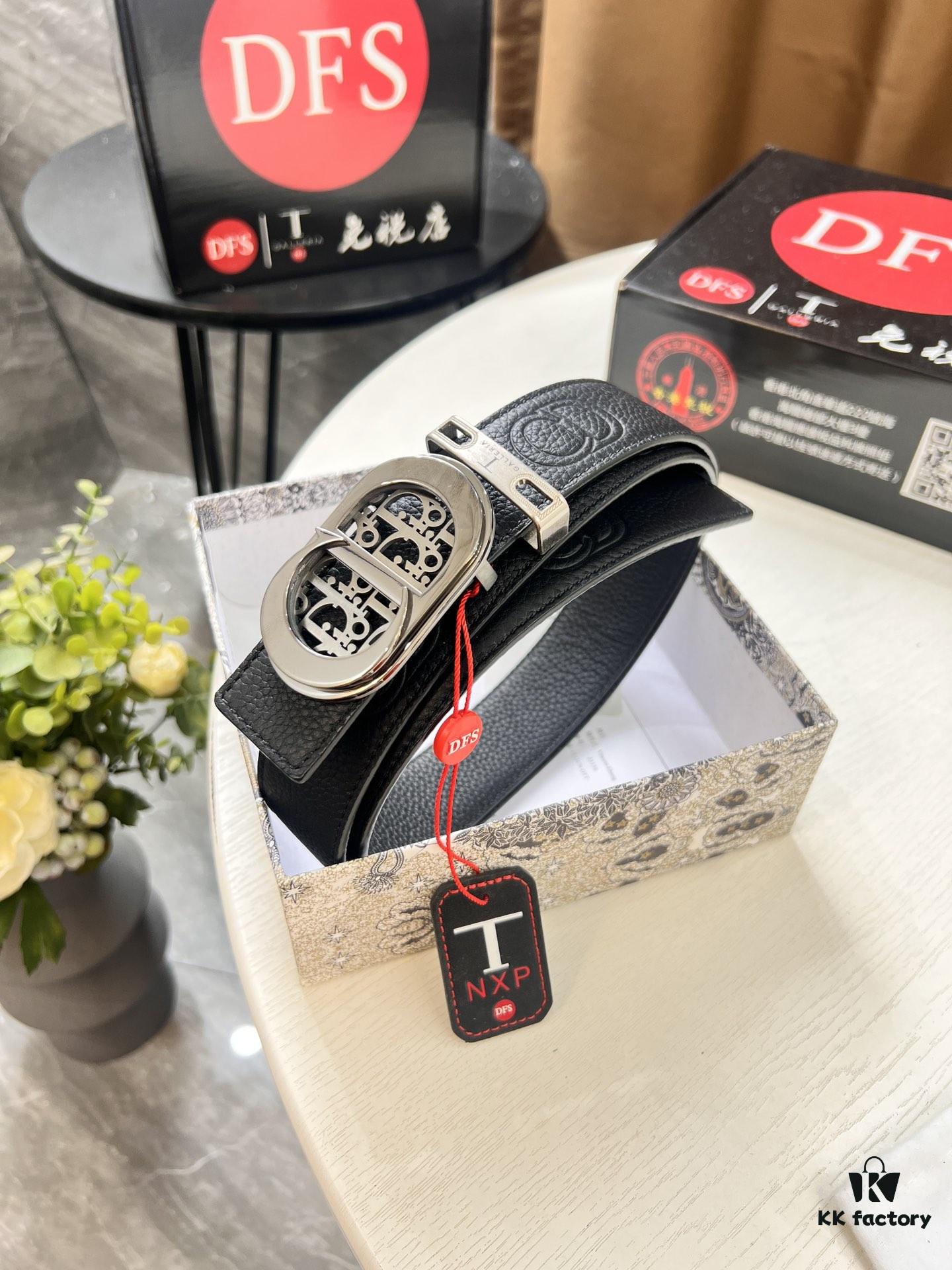 Dior D Belt, Hong Kong Duty-Free Gift Box 🎁 (NXP RFID Tag with Official Website Verification, Authentic Anti-Counterfeit Chip)